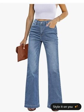 Amazon Women's High-Rise Wide-Leg Jeans in Light Blue Denim